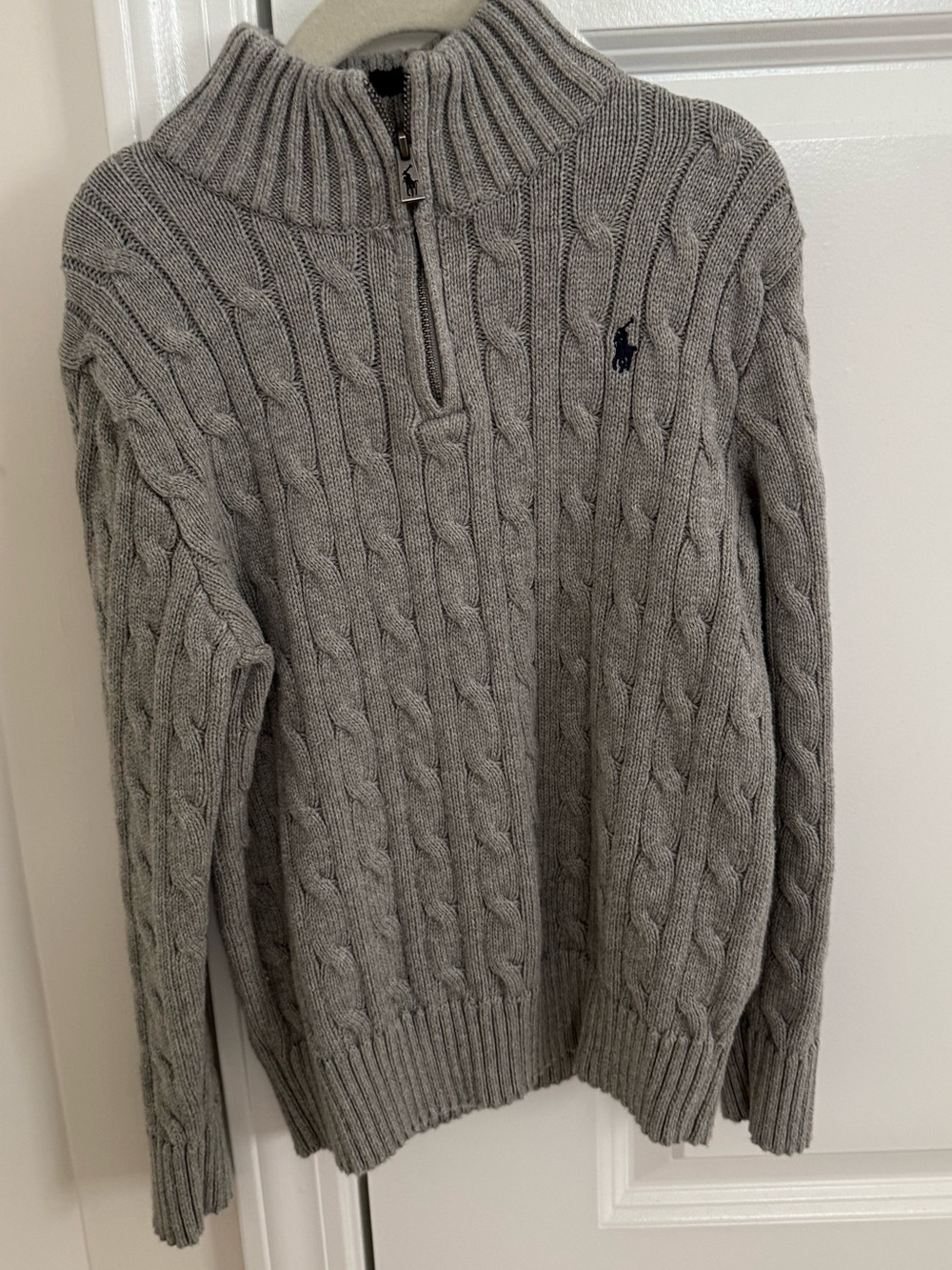 Ralph Lauren boys size 7 Cable-Knit Half-Zip Sweater — Gray